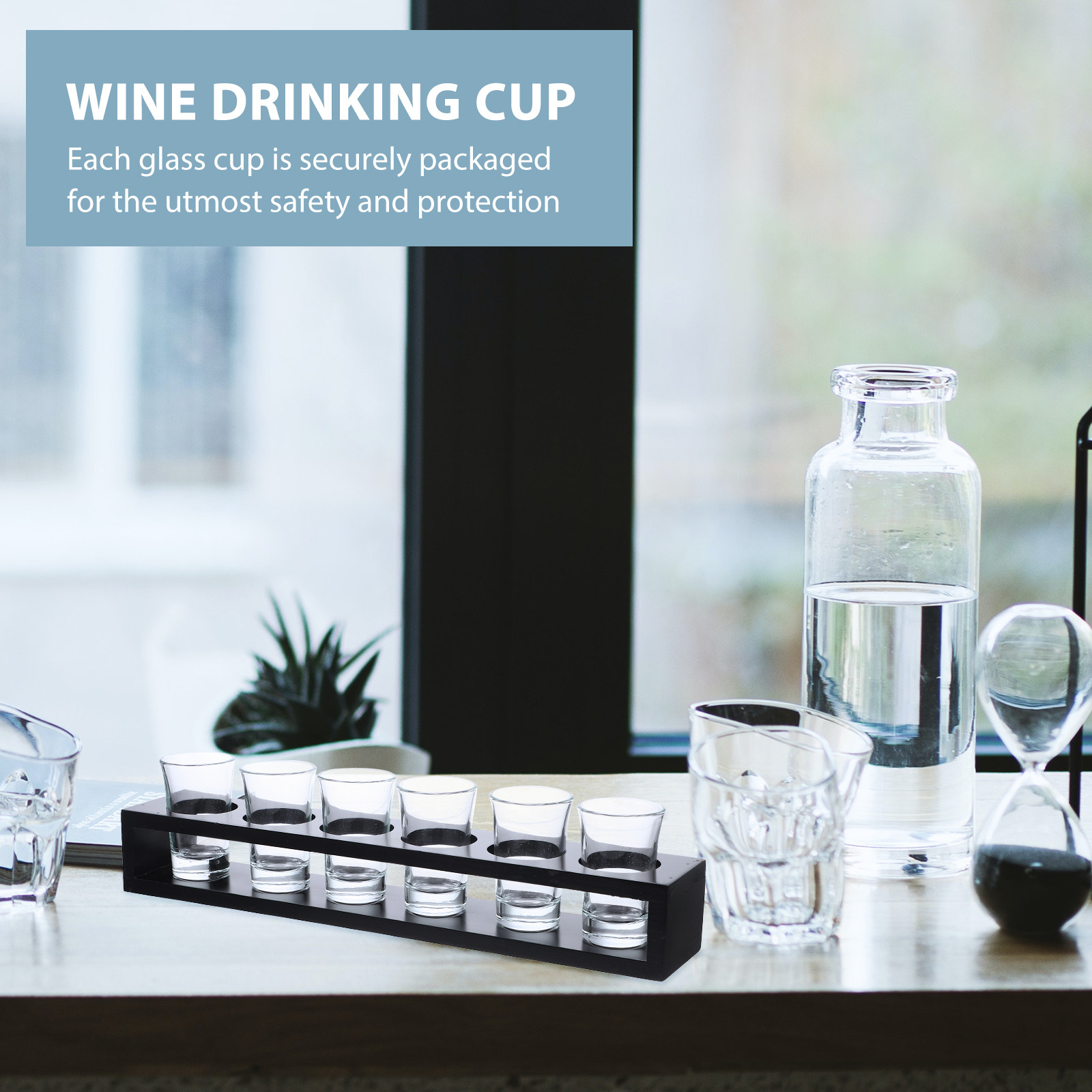 Wine Glass Set with Wooden Hol - Home Bar Set ulasan dan harga